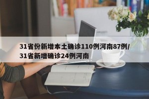 31省份新增本土确诊110例河南87例/31省新增确诊24例河南