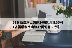 【31省新增本土确诊106例:河北35例,31省新增本土确诊37例河北33例】