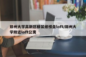 郑州大学高新区精装修楼盘loft/郑州大学附近loft公寓